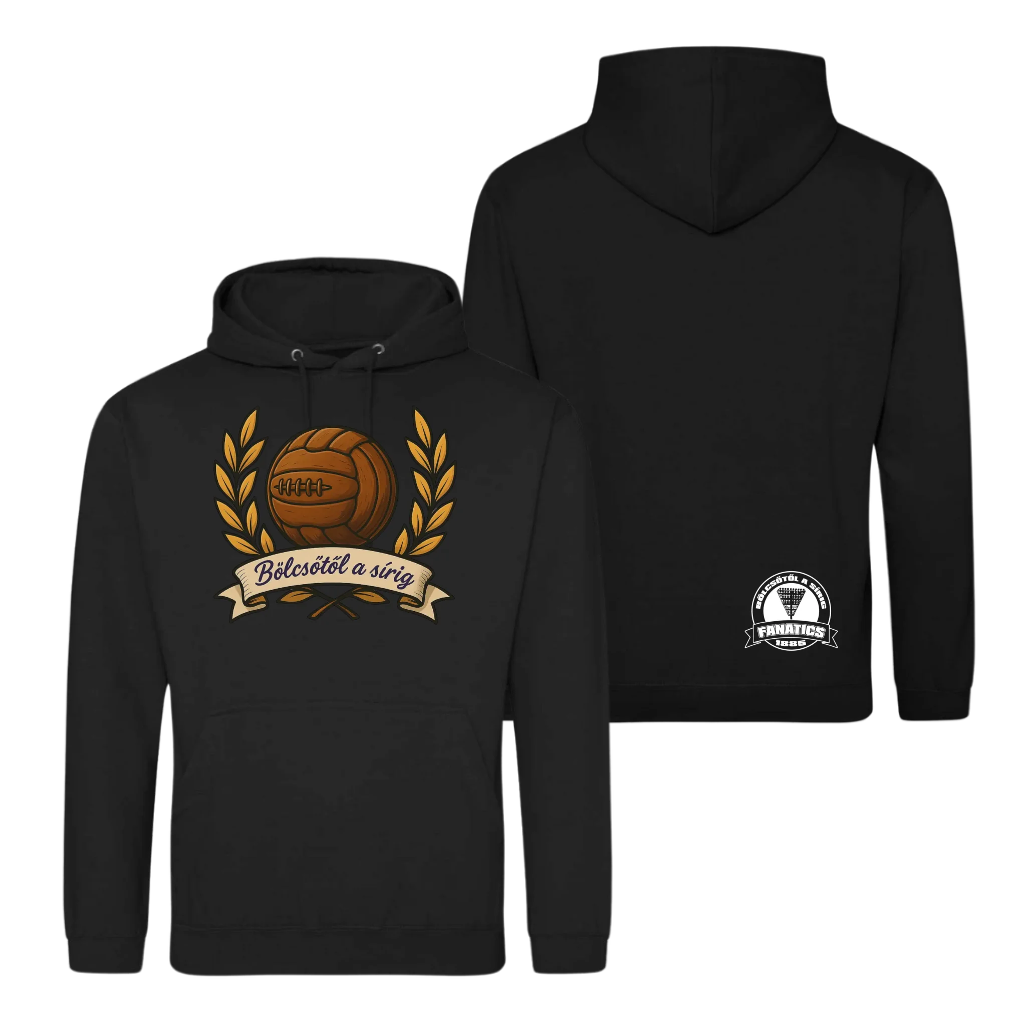 Old school labda - Kapucnis pulcsi - Fekete